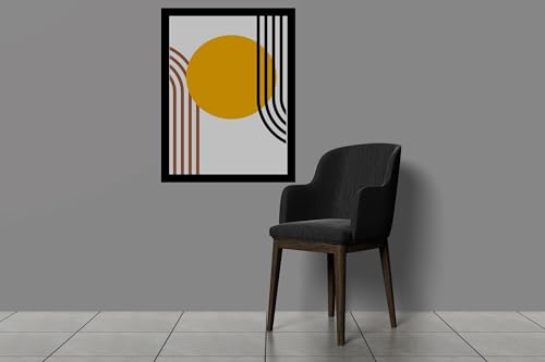 Image of BLINKART Vintage Bauhaus Retro Geometric Aesthetic Poster Gallery | Colorful Wrap Framed For Home Office Studio Living Room Modern Art Studio Decoration Abstract Shapes | (d61) | 13x10 Inch