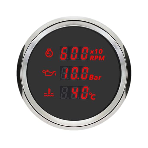 ELING Affichage Multifonction 52 mm Indicateur de Vitesse du Moteur 0–9990 tr/min Compte-tours...