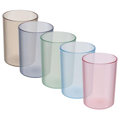 MUCKLILY 5pcs Mouthwash Cups Travel Tumblers Toothbrush Mugs for Bathroom Use Convenient and Easy to Clean