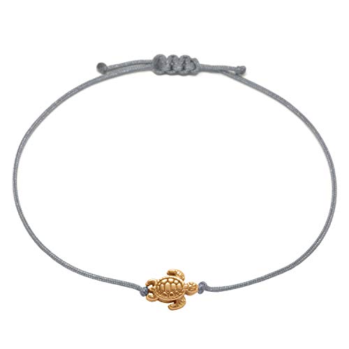 Selfmade Jewelry Pulsera de Tortuga, Pulsera Ajustable Hecha A Mano Incluyendo Embalaje De Regalo para Mujeres (Oro Rosa - Gris) Cover