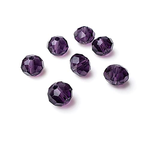 Image of 8mm Rondelle Violet Glass Beads for Jewelry Making, 300pcs Faceted Briolette Crytal Spacer Beads for Bracelet Necklace Earring