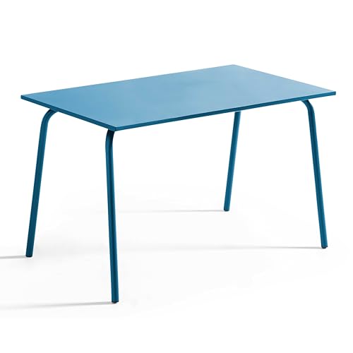 Oviala Table de Jardin en Acier 6 Places 120 cm Bleu Pacific - Palavas