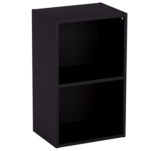 Vida Designs Estantería Oxford de 2 Niveles, estantería de Madera, Color Negro, para Oficina, Sala de Estar