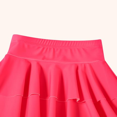 Image of DREAM BUS Toddler Girls One Piece Criss-Cross Straps Swimsuits with Tiered Ruffle Skirt Girls Bathing Suit Summer Swimwear