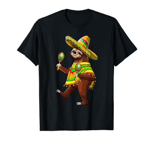 Cinco de Mayo Sloth Camiseta Mujer Hombres Niños Sombrero Regalo Camiseta