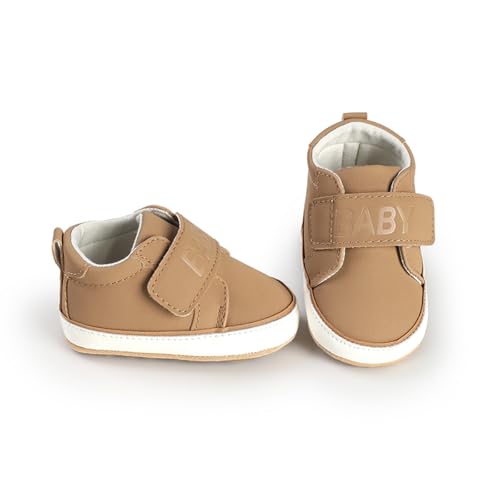 Image of HsdsBebe Baby Boys Girls Pu Leather Hard Bottom Walking Sneakers Toddler Rubber Sole First Walkers Infant Cartoon Slippers Crib Shoes