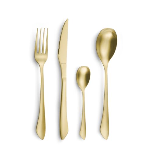 AMEFA - Coffret 16 couverts de table pour 4 personnes - Instinct - Acier inoxydable 18/0, Finition PVD (Physical vapor deposition) - Champagne