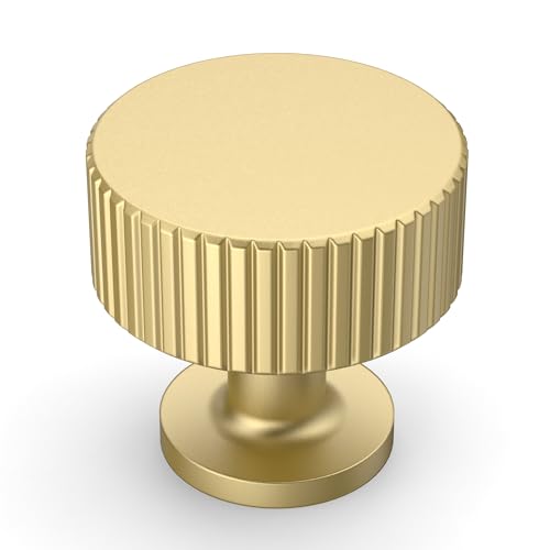 Amerdeco 10 Pack Brushed Gold Cabinet Knobs Single Hole Cabinet Pulls 1 Inch Drawer Knobs and Pulls for Bathroom Cabinets ZH0071