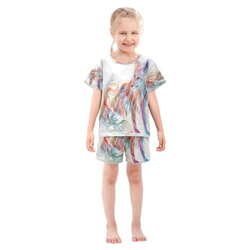 senya Short Sleeve Pajamas Sets Summer Cotton Sleepwear Painting Colorful Fox3