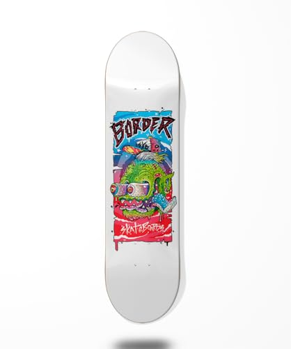 Border monopatín Skate Skateboard Deck Tabla - Monster Speed White 8.5