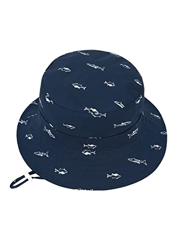 Baby Sun Hat Baby Hats 0-6 Months For Boys Girls Infant Sun Bucket Hat For Sun Protection Summer Beach Hat Wide Brim Outdoor Play Hat Navy Fish 3-6 Months #TOP2
