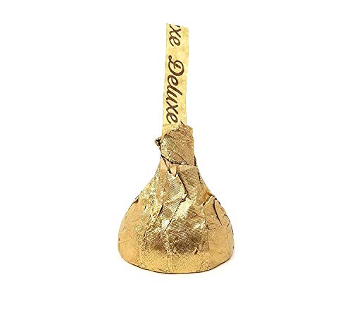 CrazyOutlet Hershey's Kisses Deluxe Milk Chocolate Whole Hazelnut, Gold Foil Valentine's Day Candy, Bulk 2 Lbs