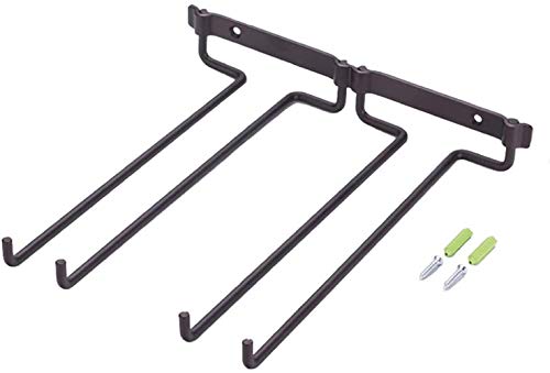 FLTRADE 2 Zeile Retro Style Gläserhalter Weinregale Edelstahl 28cm Gläserschiene Weinglashalter Regal Cup Hangers Rack Halter mit Schrauben Küche Bar (Rubbed Bronze) Cover