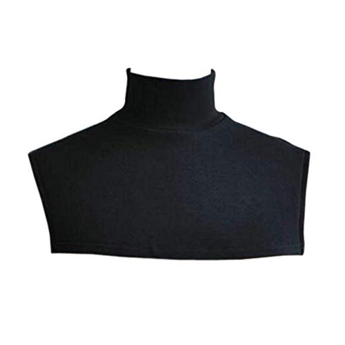 Joyci Unisex Fashion Turtlenecks Collar Thick False Collar with Suede Dickey (Black)