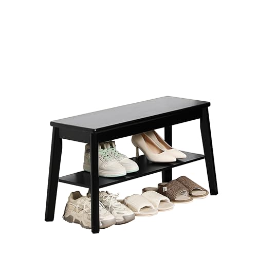 WXZXWXZX Banco Zapatero con Almacenaje de Madera Banqueta Dormitorio para Entrada Recibidor Pasillo Sala de Estar Dormitorio(Nero,Large)
