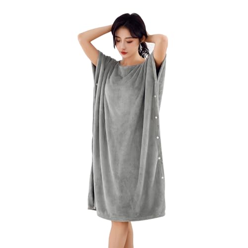 [ＧＲＥＡＴＣＡＬＬ] 着るタオル レディース ラップタオル 大人用 マイクロファイバー バスタオル 吸水速乾 お風呂上り 湯冷め防止 子育てママ バスローブ (グレー)