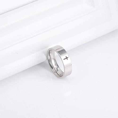 Dreamtimes Kreuz Ring Edelstahl Kreuz für Christian Jesus Christus Lord, Gebetsschmuck Silber 23MM