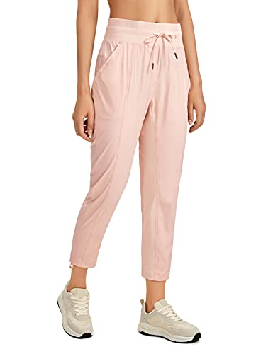 CRZ YOGA Feminino Studio Crop Joggers Listrado Treino Capri Calça Casual Viagem com Cordão - 25 pole