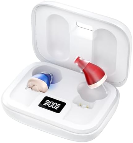 Rechargeable Hearing Aids for Seniors with 16-Channel Digital Chips Intelligent Noise Cancellation for Clear Sound Super-Mini Invisible Design Comfort Fit in Ear Canal & 7-Day Ultra Standby, Auto-on/off