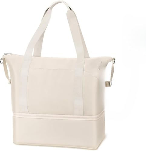 44L Damen Weekender Reisetasche，Große Duffel Bag Turnbeutel für Frauen abnehmbares Schuhfach kliniktasche Handgepäck Tasche für Flugzeug Schwimmtasche Nass-Trocken-Tasche