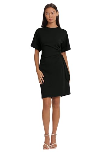 Donna Morgan Women's Sleek and Sophisticated Side Ruched Ad Tie Detail Dress Workwear Event Occasion Guest of