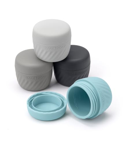Image of TakeToday Travel Containers for Toiletries, 1oz, 4 Pack, Grey | Air Travel Leak-Proof, TSA Approved, Silicone Jars with Lid, for Cosmetics & Toiletries