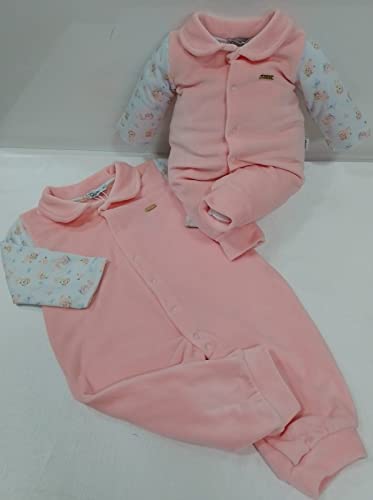 Macacão Bebê Menina Plush Luxo Zafielo Inverno Enxoval 536