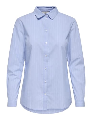 JDY Jdymio L/S Shirt Wvn Noos Blusa, Azul (Cashmere Blue Stripes: Cloud Dancer), 36 Mujer