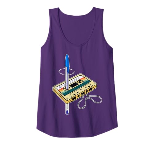 Cinta Cassette Vintage Y Bolígrafo Friki Divertido Años 80 Camiseta sin Mangas