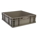 Hudson Exchange 24 x 22 x 7.5 (2 Pack) Straight Wall Handled Storage Container Tote, Gray/Brown