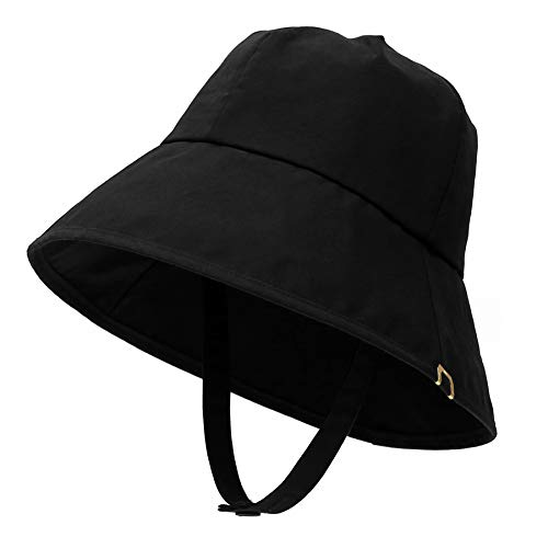 Undercontrol Bio Washed Cotton Gold Label Removable Button Neck Strap Deep Long Brim Unisex Volume Size Adjustable Unisex Bucket Hat Made In Korea Hat 4 Colors (Black) #TOP1