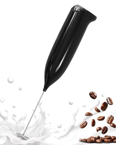 Image of SIMPLETaste Milk Frother Handheld Battery Operated Electric Foam Maker, Black Drink Mixer with Stainless Steel Whisk for Cappuccino, Bulletproof Coffee, Latte
