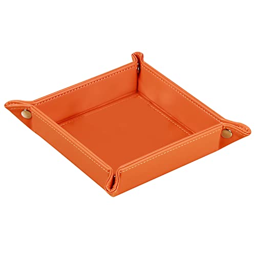 Image of YAPISHI Key Dish Bowl for Men, Entryway Catchall Holder Bedside Table Valet Tray for Pocket Stuff, PU Leather Nightstand Organizer for Dice /Coins /Wallet /Watch /Rings /Sunglasses, Dresser /Coffee Table