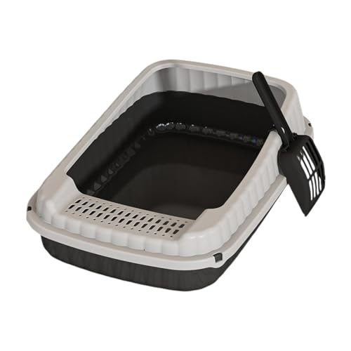 Caja sanitaria para gatos con borde abierto y pala negra miniatura 1