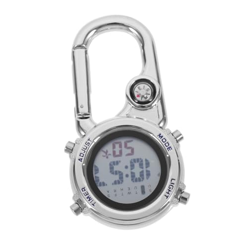Montre numérique multifonction bleue avec fixation mousqueton