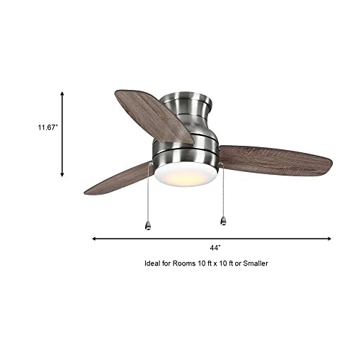 Image of Ashby Park 44 in. White Color Changing Integrated LED Brushed Nickel Ceiling Fan with Light Kit and 3 Reversible Blades