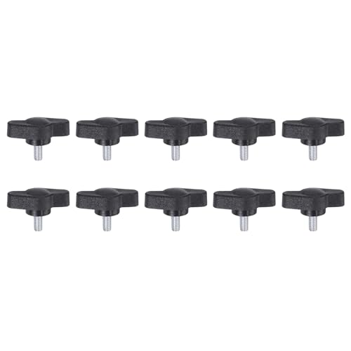 HARFINGTON 10pcs Tee Wing Knobs Thumb Screws M4 x 8mm Standard Male Thread Plastic T/Z Knobs Adjustable Handles Hand Clamping Knobs Grip Thumbscrew, Black