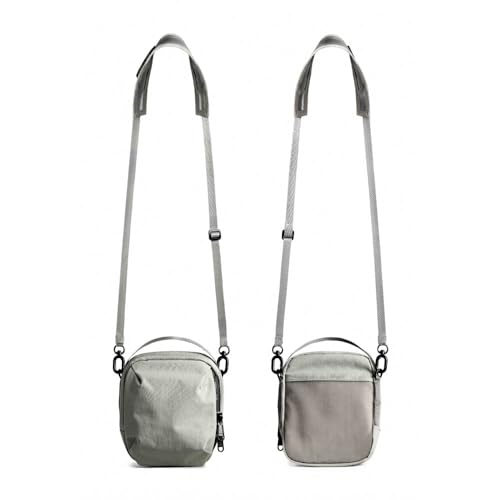 bitplay Essential 0.5L Transit Pouch, Small Crossbody Sling Bag for Travel, Water Repellent Carry Pouch with Passport Slot, Wide Adjustable Detachable Shoulder Strap, Grey