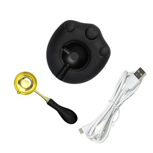 シーリングスタンプ 炉 USB給電 かわいい猫の足の形 シーリングワックス 電気炉 ワックス 溶解炉 顆粒 加熱溶融ワックス炉 ワックス バトン DIYシーリングスタンプツール シーリングワックス愛好家 初心者用 黒