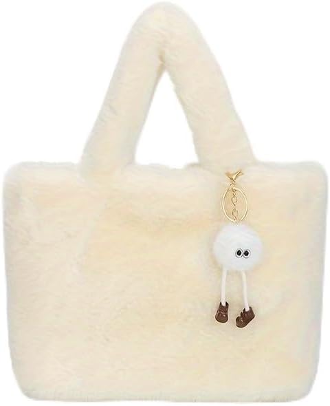 [N&M] シックなプラッシュショルダートートバッグ（女性用）- 広々とした＆多用途、スポーツ、旅行、キャンパス外出に最適 - ブラ