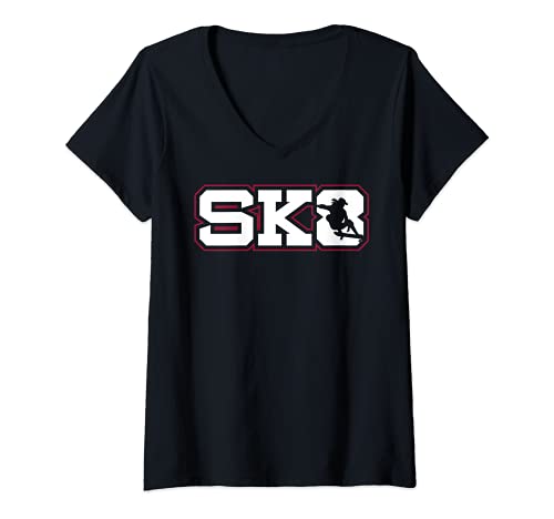 Donna SK8 Skater Skateboarding regalo Design Skate o Die Maglietta con Collo a V