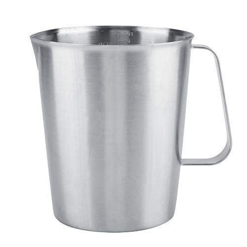 Edelstahl Messbecher, 2000ml Messkanne aus Edelstahl mit Griff, Milchkanne Edelstahl mit Skalen