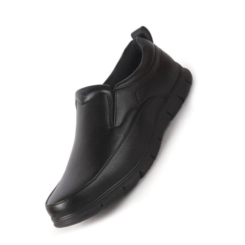 Image of FAUSTO Men Premium Finish Round Toe Formal Slip-On Shoes | Comfort Office Loafers with Memory Cushioned Insole | Broad Feet Ultra Lightweight Anti-Skid Sole