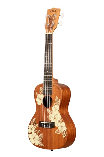 Kala Brand Music Co., 4-String Ukulele, Right, Stained Mahogany with Ivory Graphic, Concert (KA-Hibiscus-C_W/Bag) - Image 3
