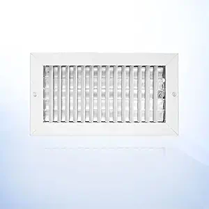 10 x 6 Wall Vent Cover in Aluminum, Grille HVAC air Supply Vent. Single Deflection Adjustable with Multi- Shutter Damper for ac Register. White