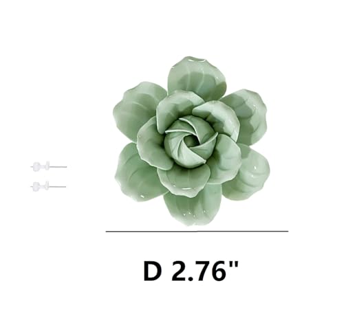 Image of Ceramic Flower Wall Art Decor, Artificial Flower Wall Sculpture,Handmade Ceramic Flowers for Home,Hallway,Living Room, Kitchen,Bathroom (Camellia,Light Green, 2.76 inch)