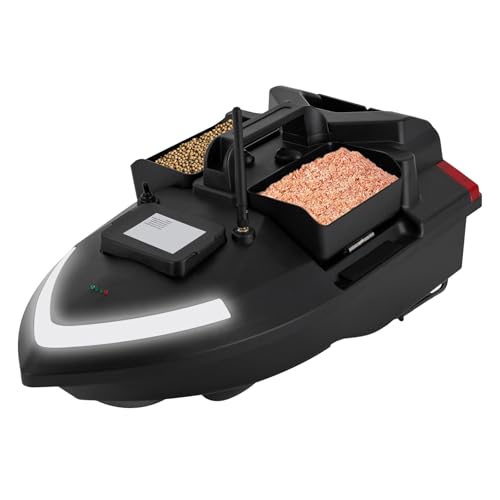 KAUITOPU GPS Futterboot mit Suchscheinwerfer 500m Fernbedienung Köderlieferboot 12000mAh Angelfutterboot Angeln Köder Boot