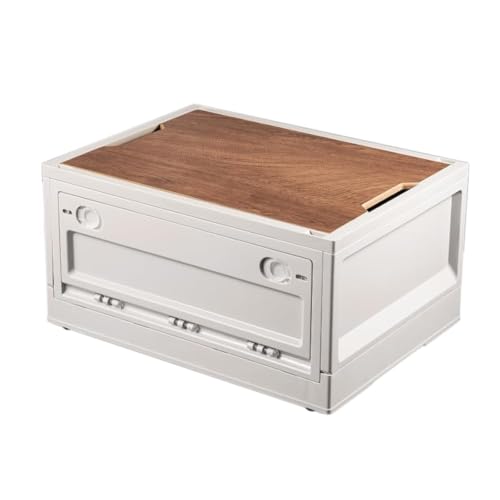 RMAN Aufbewahrungsbox mit Deckel 38L Campingschrank Faltbar Plastik Aufbewahrungsbehälter mit Deckel Lagerkisten Auflagenbox als Tischplatte für Outdoor Camping Auto kofferraum - Weiß