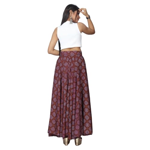 Image of JYESHTA Women's American Crepe Flared A Line Stitched Long Skirt with 12 Mtr Flare 40 in Height | Skirts for Women Long Length | Long Skirts for Girls