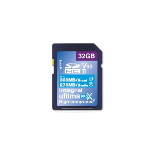 Integral Tarjeta SD de 32 GB UHS II V90 con velocidades de Lectura de hasta 300 MB/s y velocidades de Escritura de 270 MB/s, Tarjeta de Memoria de óptima Velocidad Profesional SDXC